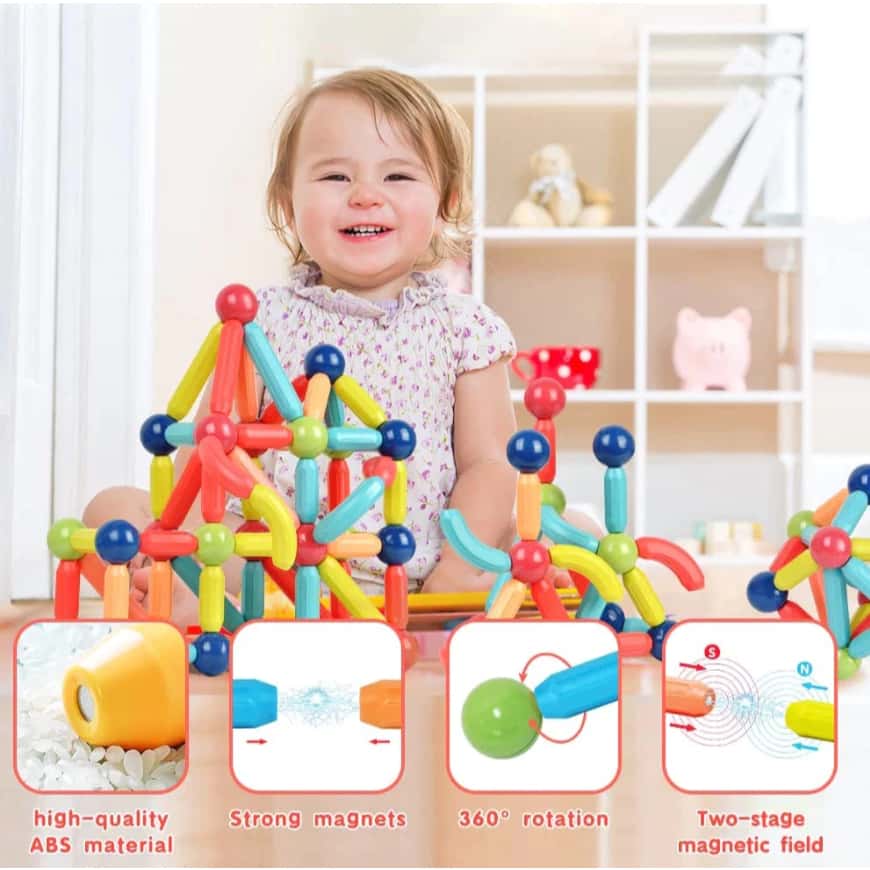 128/158 Blocos Bastões Magnéticos Peças Construção de Montar 3D Imã Brinquedo Infantil Educativo-cili, imagem 1 de 1