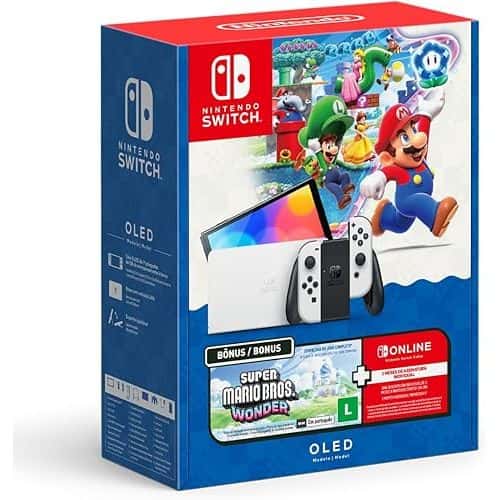 Console Nintendo Switch Oled Nintendo Bundle Super Mario Bros Wonder -  3 Meses Nintendo Switch Online 64gb Branco, imagem 1 de 1