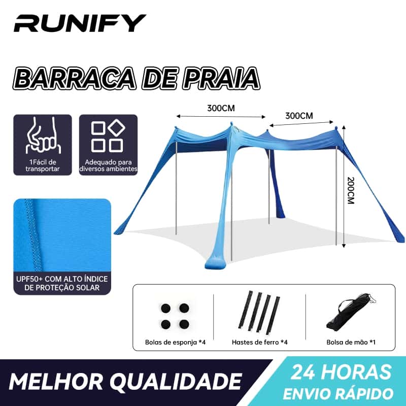 Tenda Elástica De Praia, Barraca Ar Livre 3x3 Com Guarda-Sol Resistente A UV , Toldo Familiar À Prova De Vento camping, imagem 1 de 1