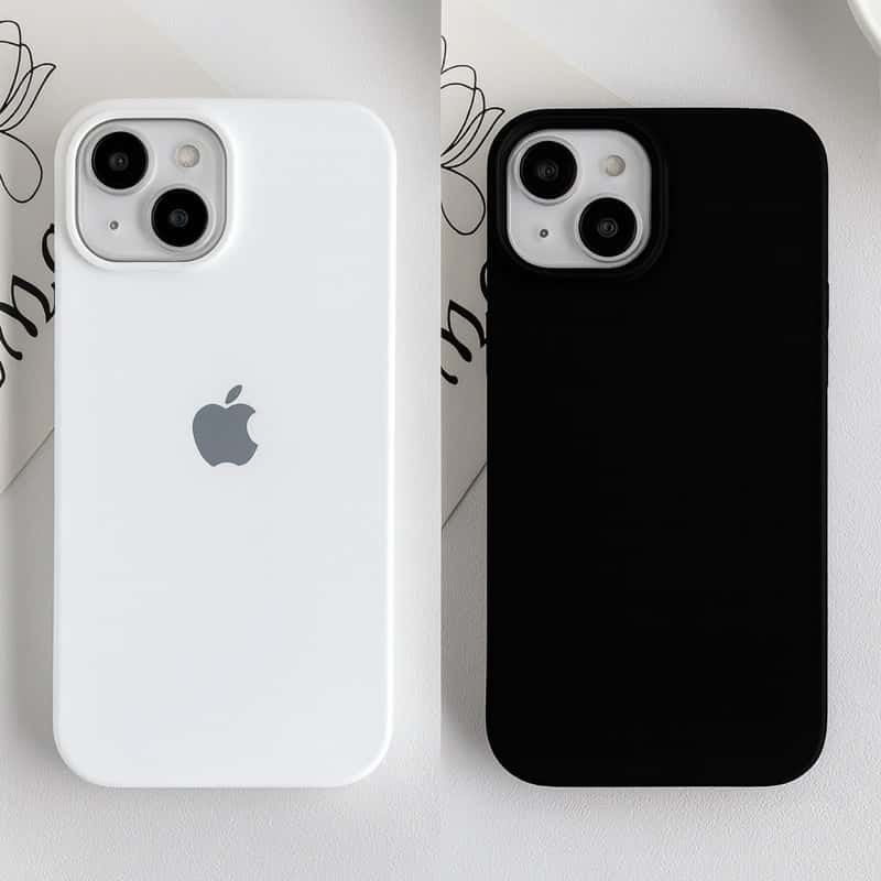 Capa Capinha Silicone Aveludada Premium PRETO BRANCO Para IPhone 13 XR/11/13/14/15//16/16Promax/plus, imagem 1 de 1