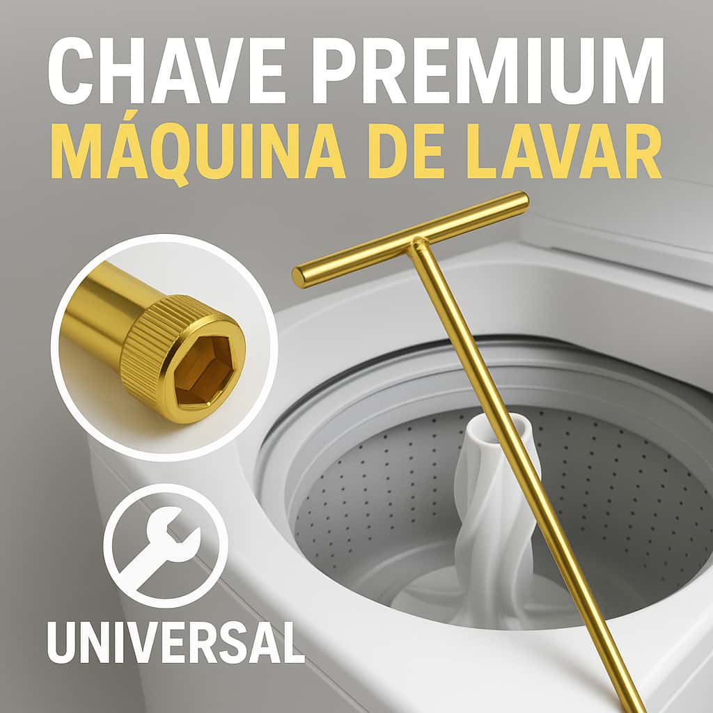 Chave T Longa 10mm + Pastilha para Abrir Agitador de Máquina de Lavar – Uso Universal, imagem 1 de 1