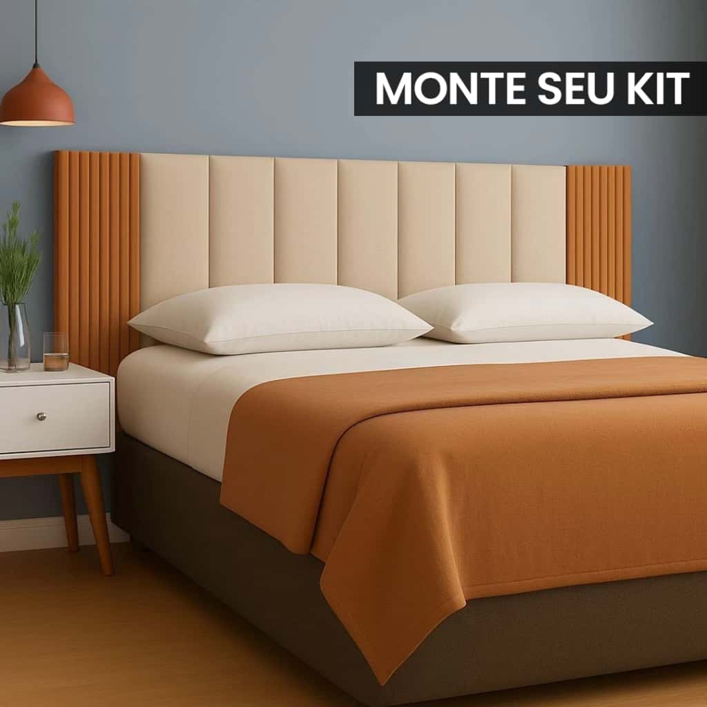 Cabeceira Modular + Painel Ripado MDF Para Cama Box Casal King Queen, imagem 1 de 1