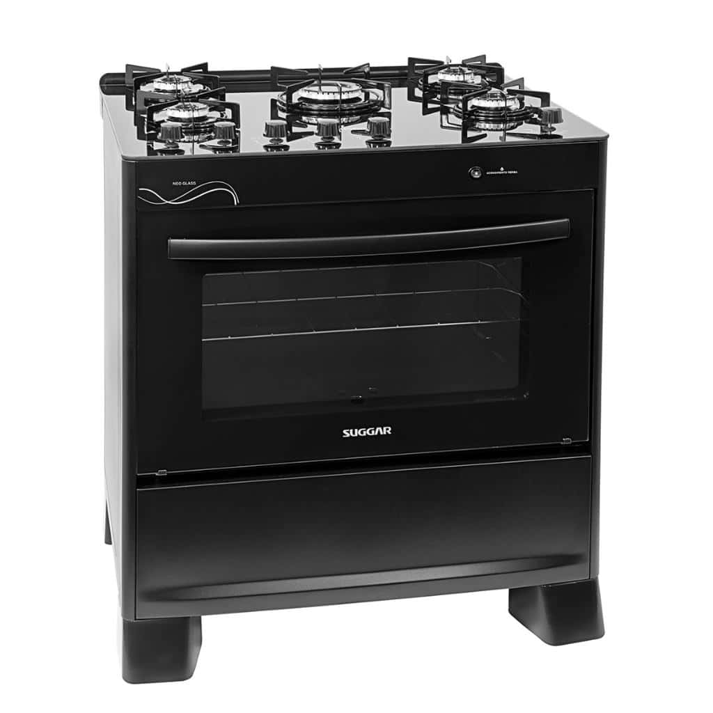 Fogão Suggar Neo Glass 5 Bocas Fgvng510pt Mesa de Vidro Preto, imagem 1 de 1