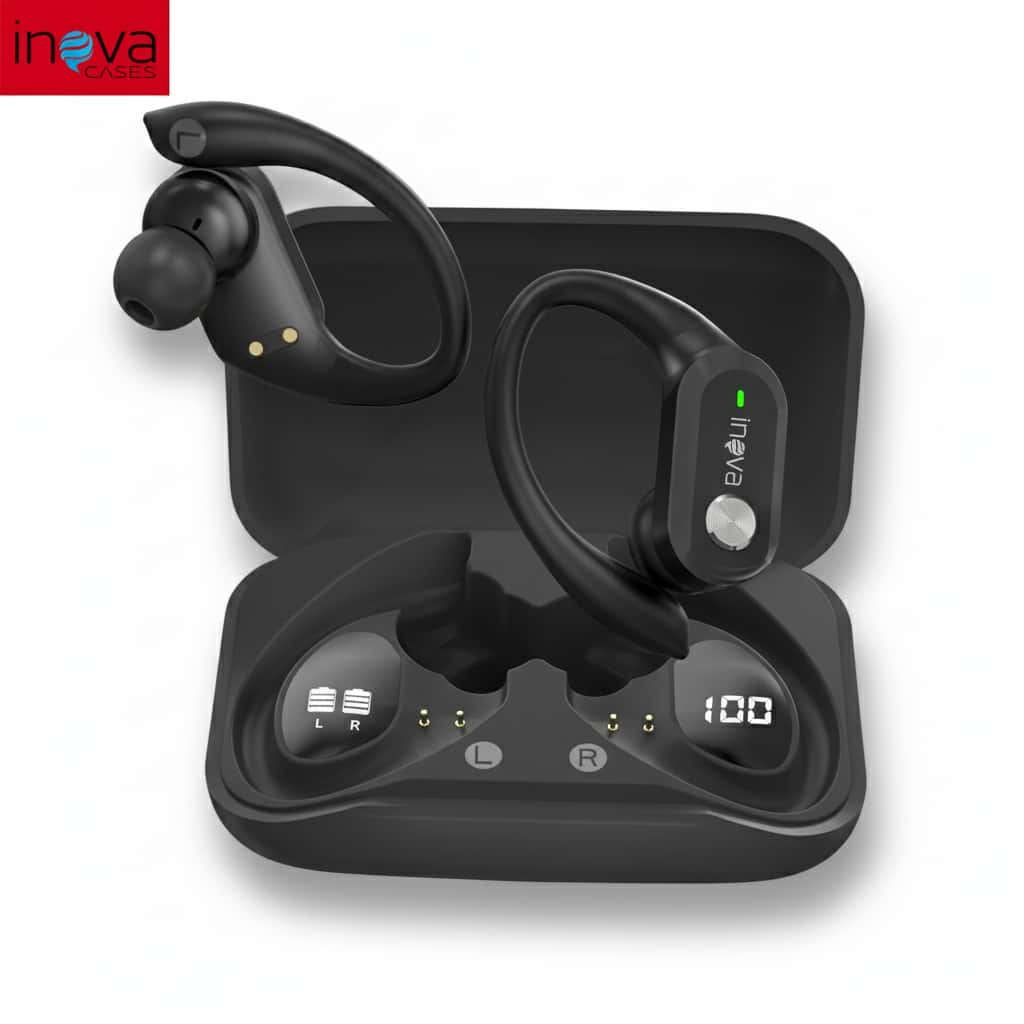 INOVA Fone de Ouvido Bluetooth Sem Fio Aberto Esportivo com Gancho 38h Bateria Display LED Cancelamento de Ruído, imagem 1 de 1