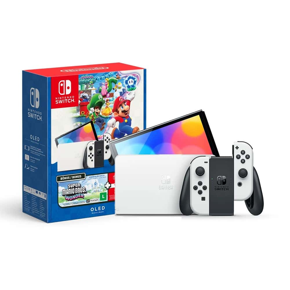 Nintendo Switch OLED Bundle Mario Bros. Wonder + NSO 3 Meses, imagem 1 de 1