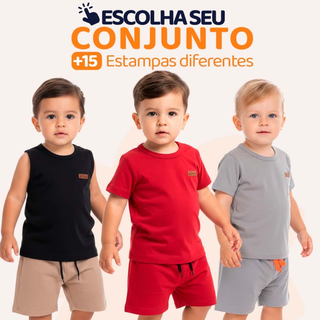 Conjunto Para Bebê Menino Liso Masculino Roupa de Bebê Menino Básico Minimalista Roupa infantil Masculino l05, imagem 1 de 1