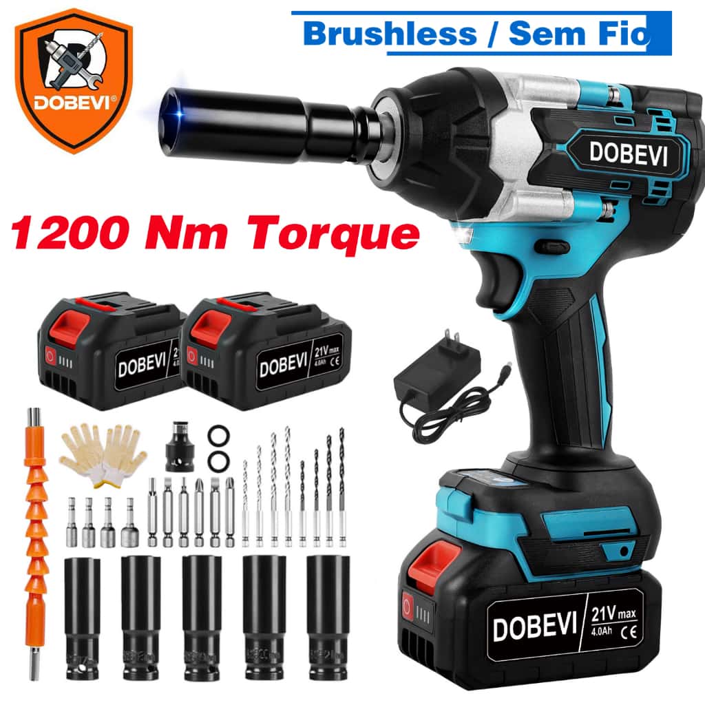 Chave de Impacto Brushless  1200N.m - 3 em 1 | Com Jogo de Soquetes | Sem Fio +2 Baterias  DOBEVI, imagem 1 de 1