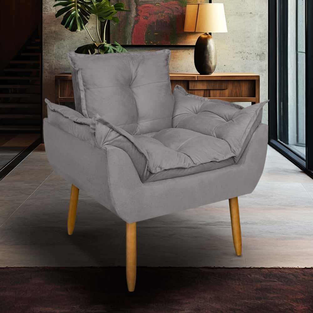 Poltrona Cadeira Opala Pés Palito Sala de Estar Quarto Recepção Escritório Suede, imagem 1 de 1
