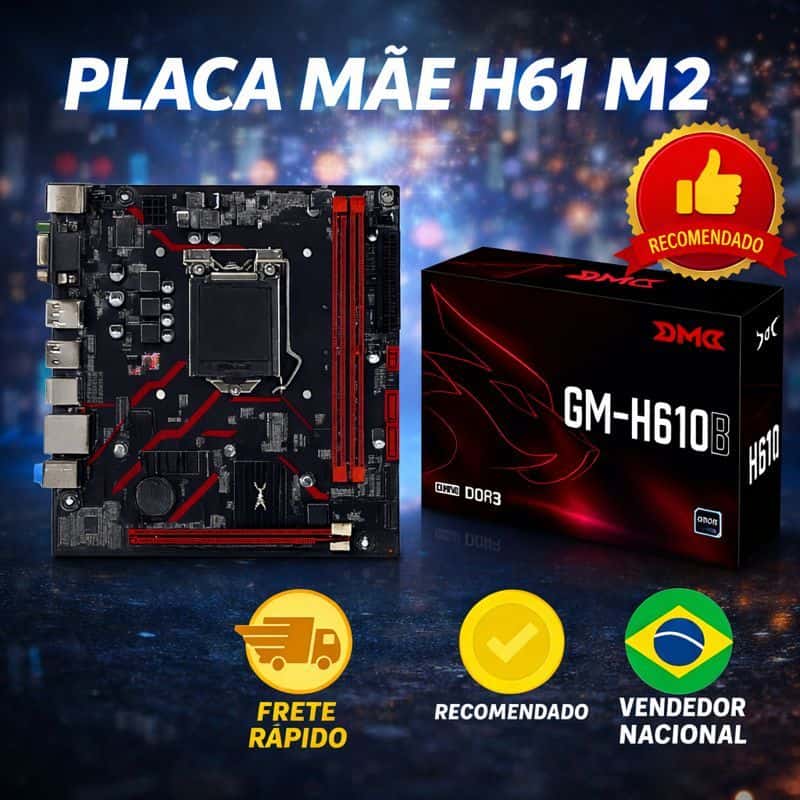 Placa Mãe GM-H61D3 DDR3 Socket 1155 Suporte M.2 NVME Intel Core i3 i5 i7 2ª 3ª Geração HDMI VGA, imagem 1 de 1