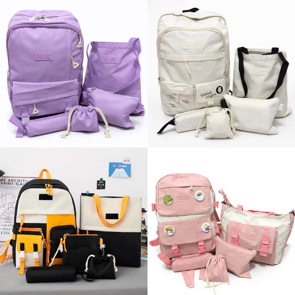 Mochila Escolar kit 5 peças Leve Grande Unissex  Mochila Feminina Faculdade Coreana Universidade, imagem 1 de 1