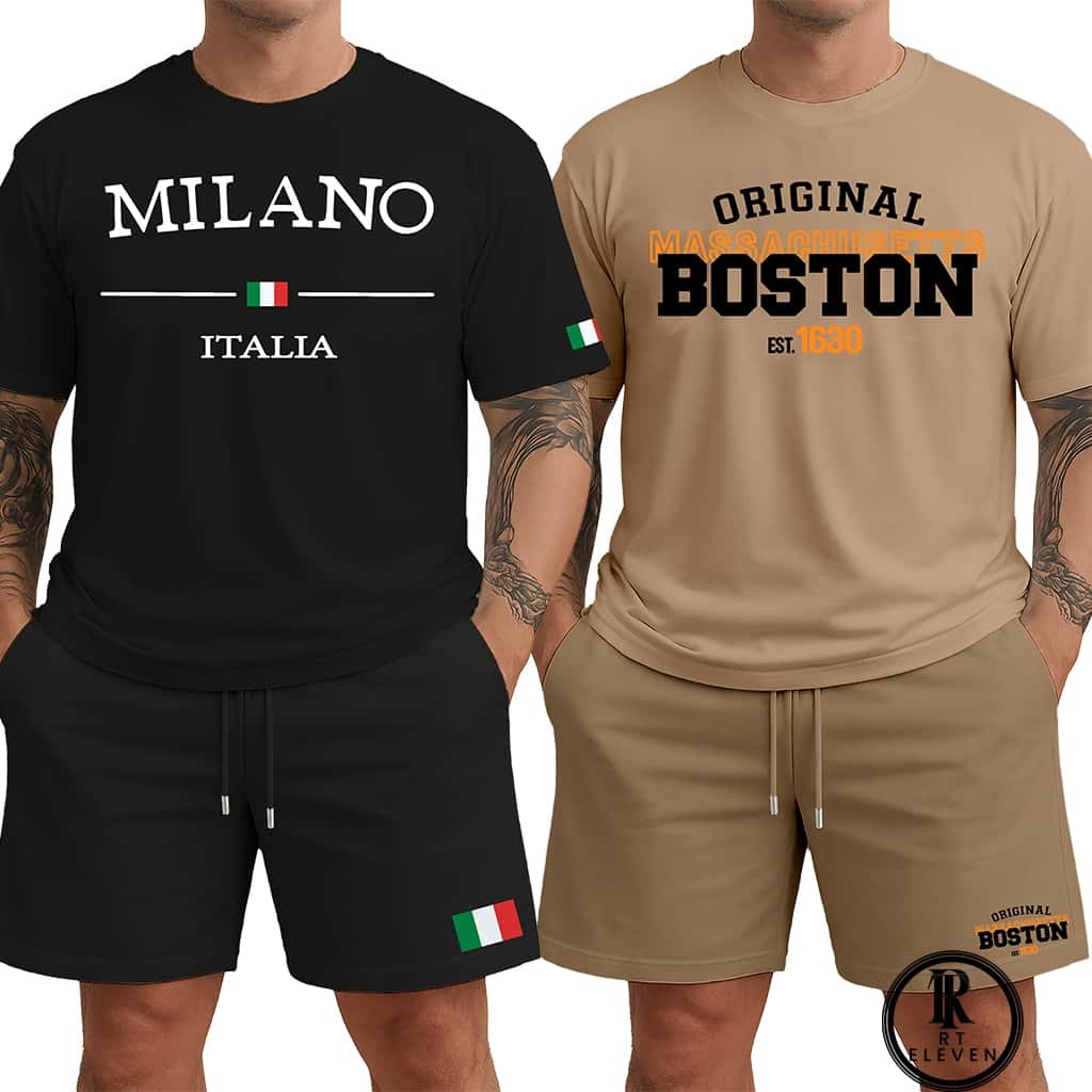 Kit 2 Conjuntos Masculinos Premium | Bermuda + Camiseta | Milano + BostonOrig, imagem 1 de 1