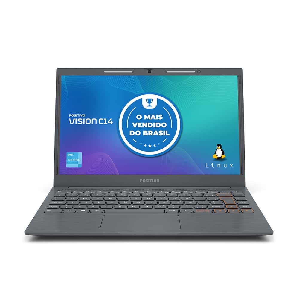 Notebook Positivo Vision C14 Intel® Celeron® Linux 4GB 128GB eMMC 14” HD Lumina BAR – Cinza, imagem 1 de 1