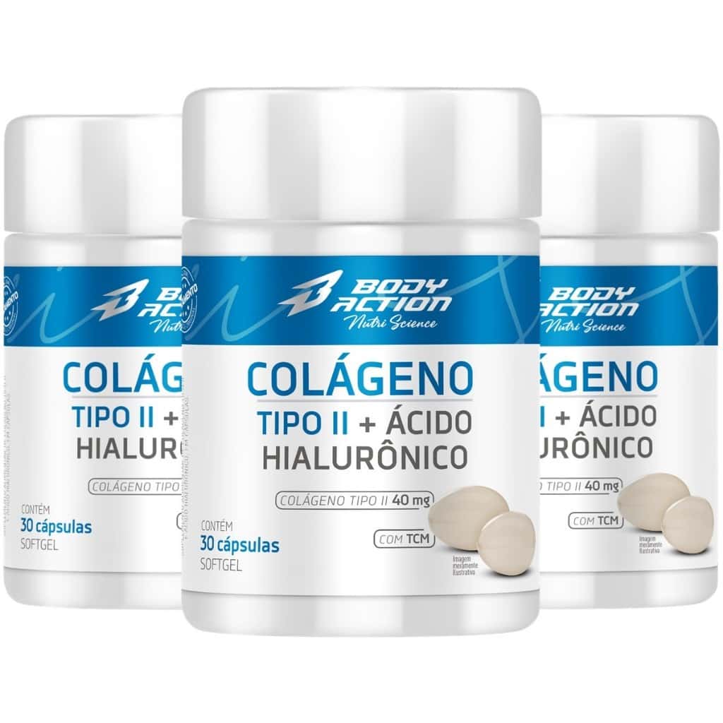 Kit 3x Colágeno Tipo 2 Com Ácido Hialurônico 30 Caps - 3 Meses Bodyaction, imagem 1 de 1