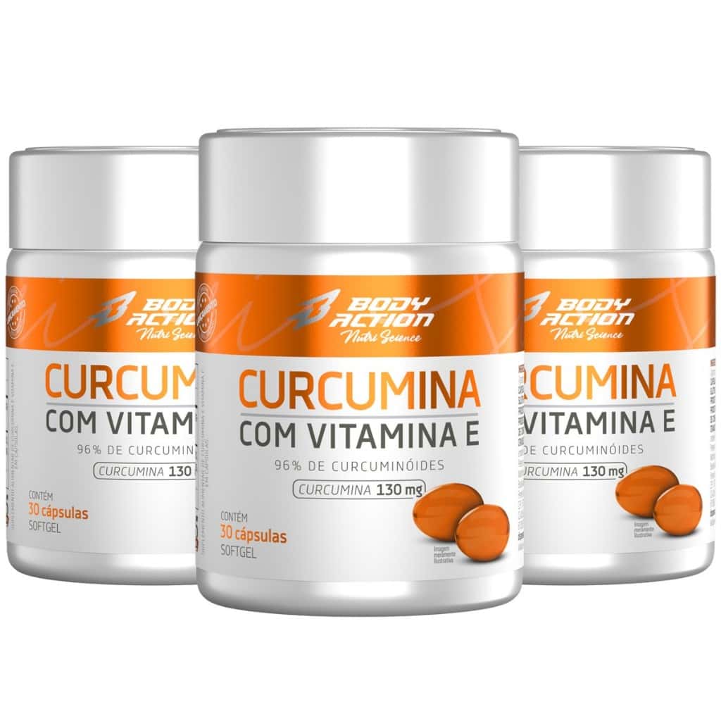 Kit 3x Cúrcuma Com Vitamina E - 30 Caps - 3 Meses Bodyaction, imagem 1 de 1
