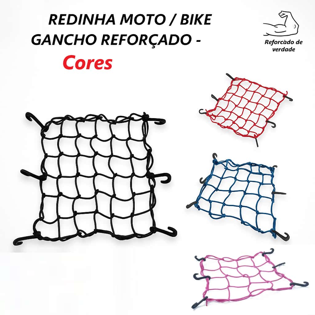 Rede Elástica Moto Bike Redinha Porta Cargas Aranha Capacete Estica Reforçada e Resistente, imagem 1 de 1