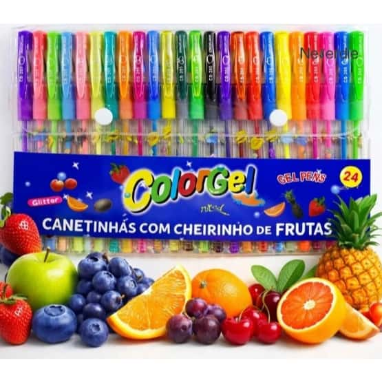 Caneta Gel Colorgel Canetinhas Coloridas Perfumadas Glitter Kit 24 Cores, imagem 1 de 1