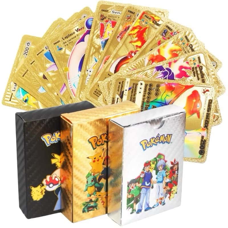 55 PCS Cartões Pokemon Metal Gold Vmax GX Energy Card Charizard Pikachu Coleção Rara Treinador De Batalha Lote Booster, imagem 1 de 1