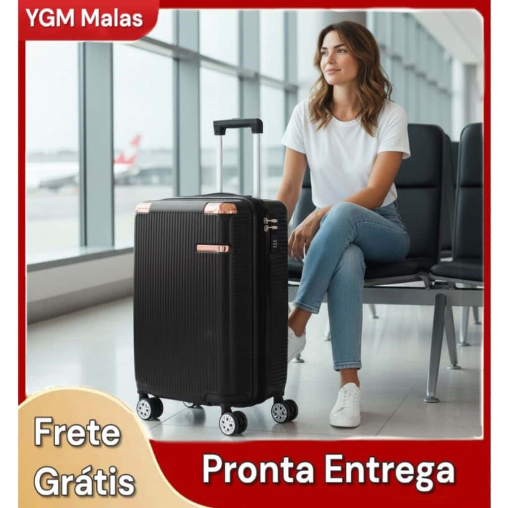 Mala De Bagagem Bordo 10KG Expansiva Dupla Zíper 4 Rodas 360° Removíveis Abs Resistente Com Cadeado, imagem 1 de 1