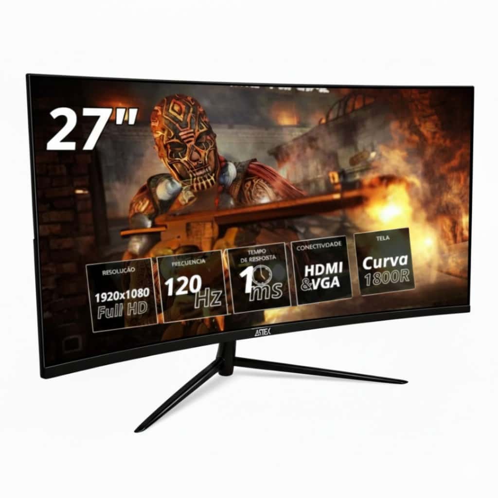 Monitor Gamer Curvo 27" Full HD 120Hz VGA VA 1ms HDMI FreeSync G-Sync VESA Imersivo, imagem 1 de 1