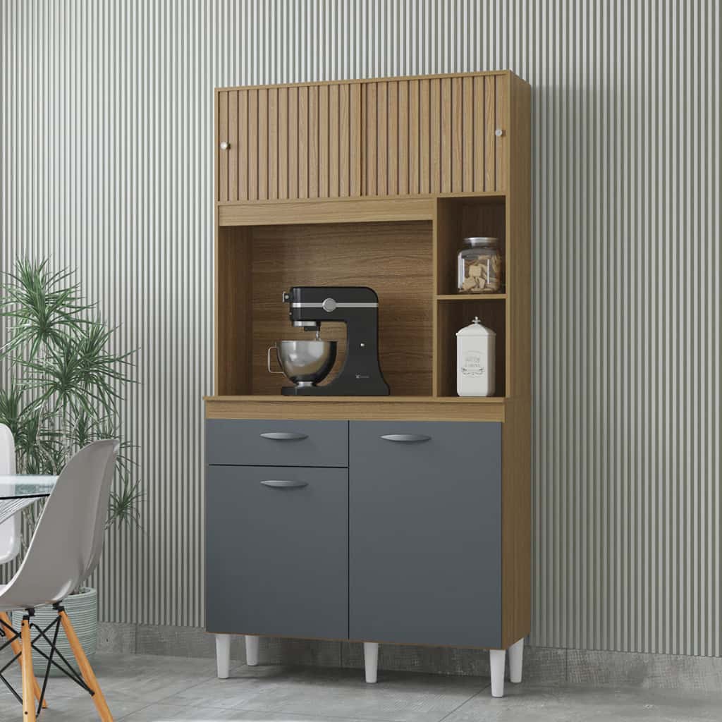 Armário Paneleiro de Cozinha Completo Com Portas E Gaveta Organizador Casa Multiuso Duda 172x90x35cm, imagem 1 de 1