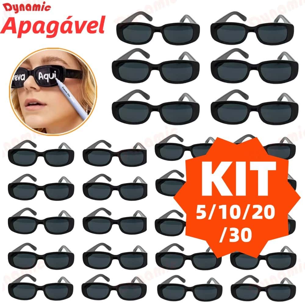 Kit 30/20/10/5 Oculos Vintage Retro Preto Liso + Caneta Giz Festa Casamento Festa Balada Formatura Casamento Aniversário, imagem 1 de 1