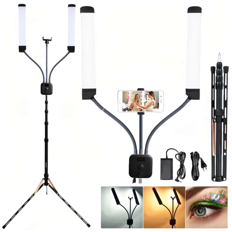 Ring Light Led Com Braços Duplos+Tripe 1.8 Metros Luz de Preenchimento de 45W Iluminação LED tricolor HD-45X, imagem 1 de 1