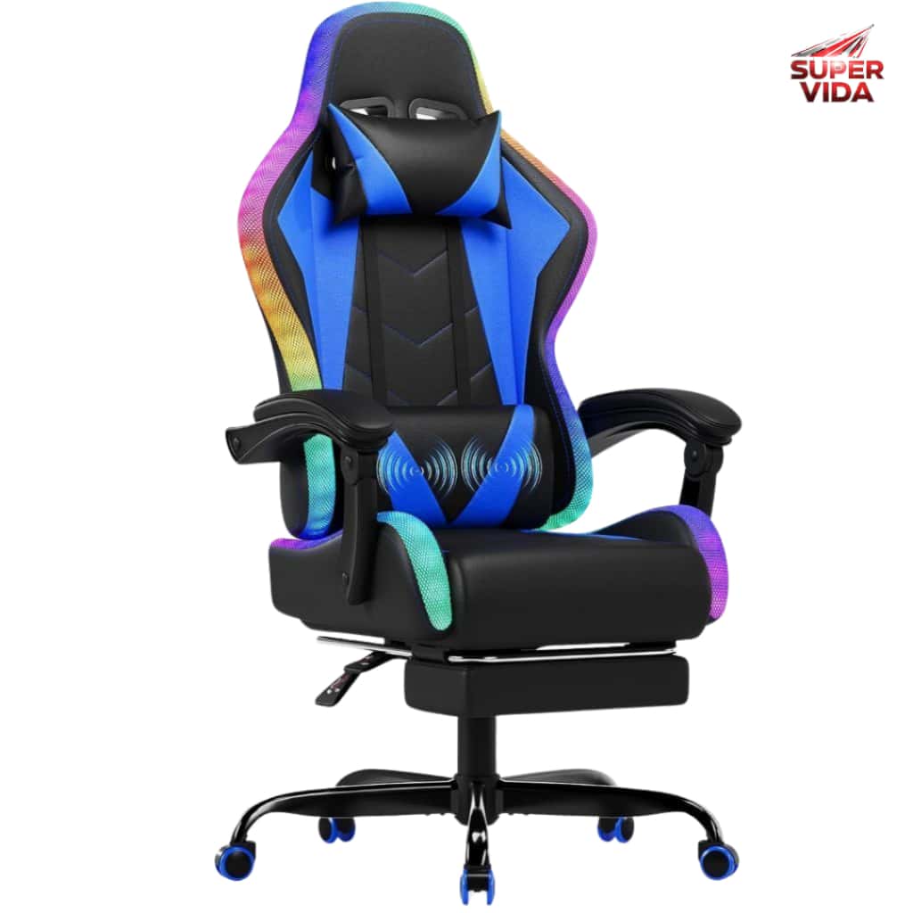 Cadeira Gamer com Luz RGB e Massagem 7 Modos Assento Ergonômico 80x29x59cm para Jogos e Escritório, imagem 1 de 1