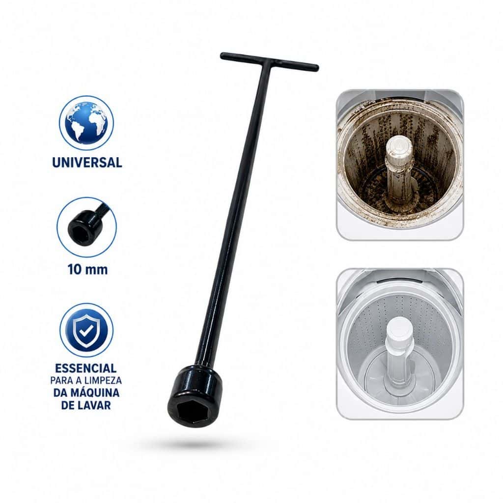 Chave T  Longa Para máquina de lavar 10mm Agitador Brastemp/Consul/Electrolux Universal 48/62cm, imagem 1 de 1