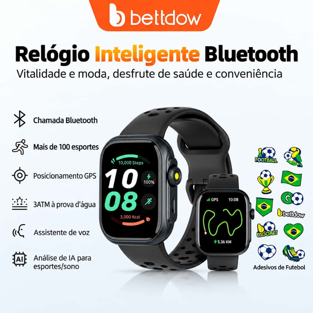 BETTDOW kriki Ai modelo GPS + smartwatch Alexa com mais de 100 modos desportivos, à prova de água 3ATM, imagem 1 de 1