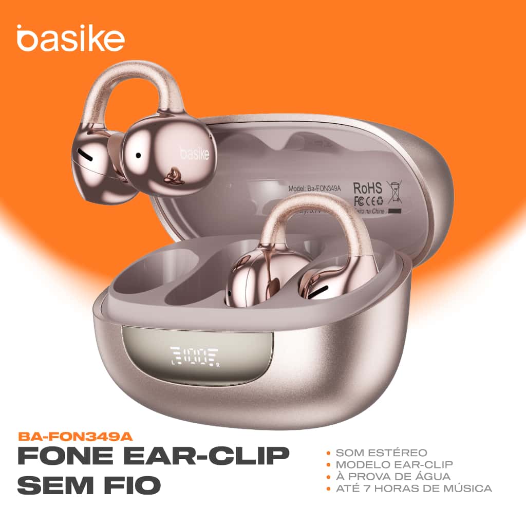 BASIKE Fone TWS Sem Fio Bluetooth Baixo Grave Microfone Controle Touch para Esporte e Uso Diário, imagem 1 de 1