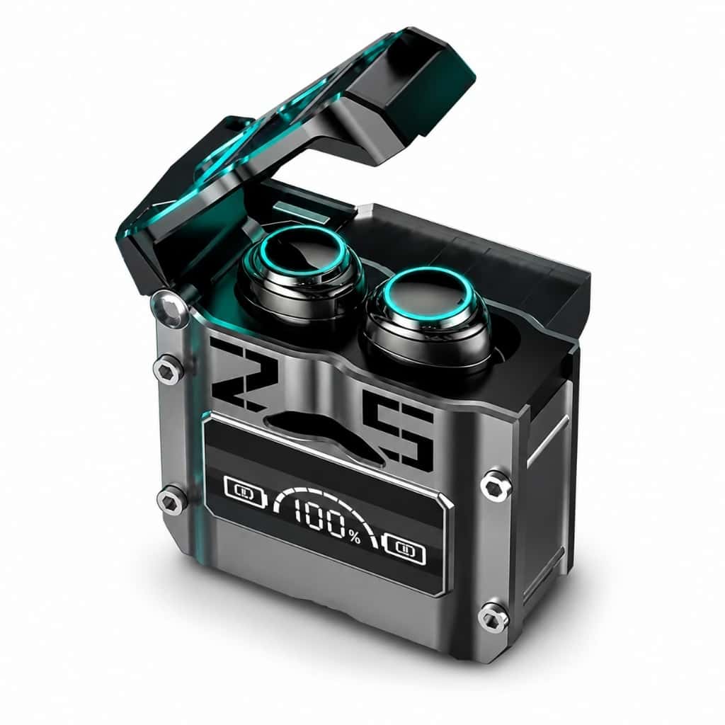 Fone De Ouvido Bluetooth5.3  M25 TWS Sem Fio Gamer Com Tela LED Som Surround Case Carregador Portátil Preto, imagem 1 de 1