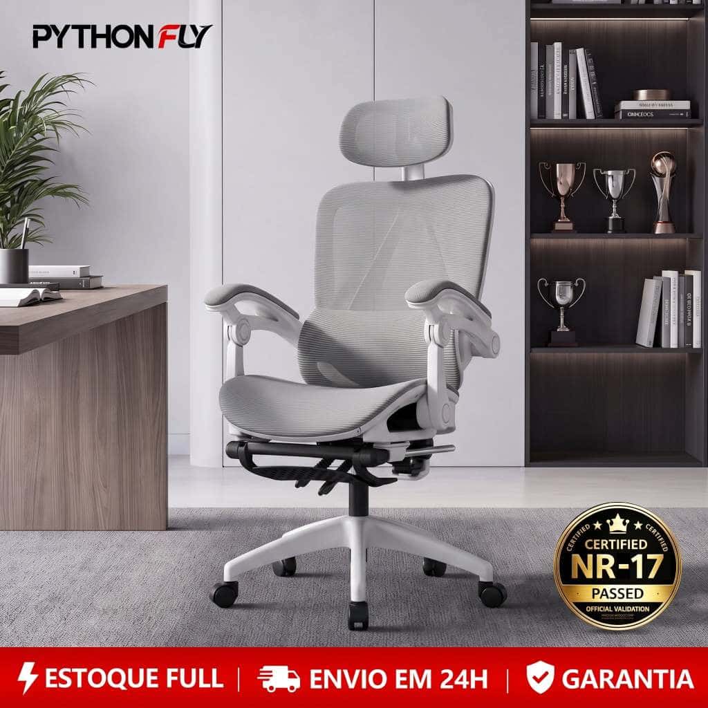 Cadeira Escritório Presidente Ergonômica Giratória Home Office Gamer Reclinável Malha Respirável Apoio 3D Lombar, imagem 1 de 1