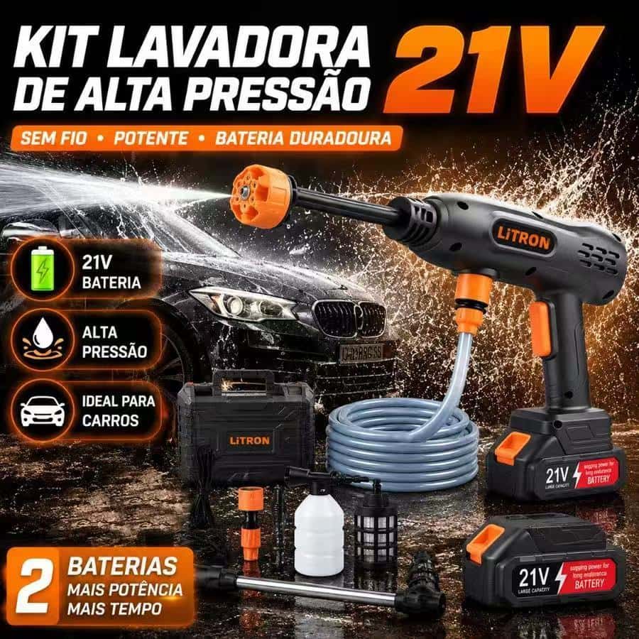 Lavadora de Alta Pressão Portátil Recarregável,6 EM 1 Modos de Jato de Água,Mangueira de 5m, Limpeza para Carro e Jardim, imagem 1 de 1