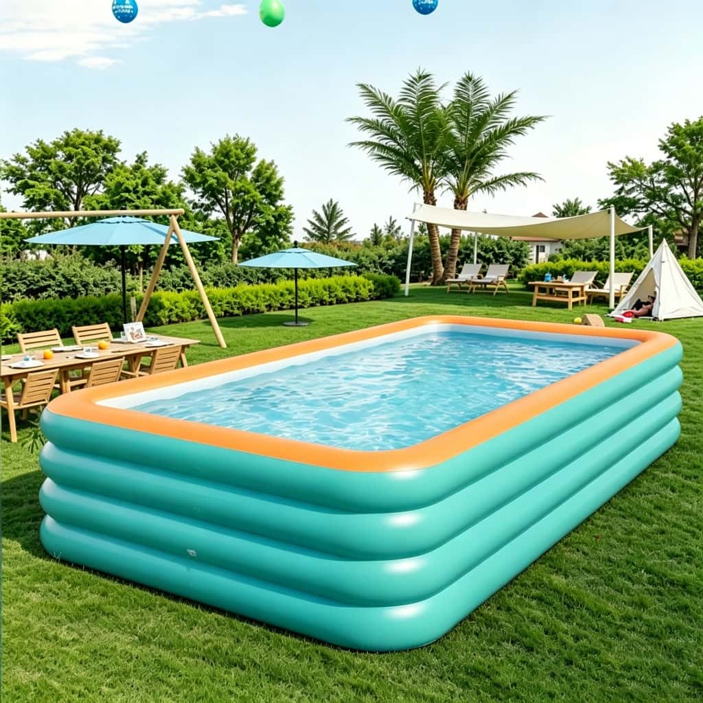 Piscina inflável azul de PVC, grande capacidade, portátil e dobrável – reforçada para áreas internas e externas., imagem 1 de 1