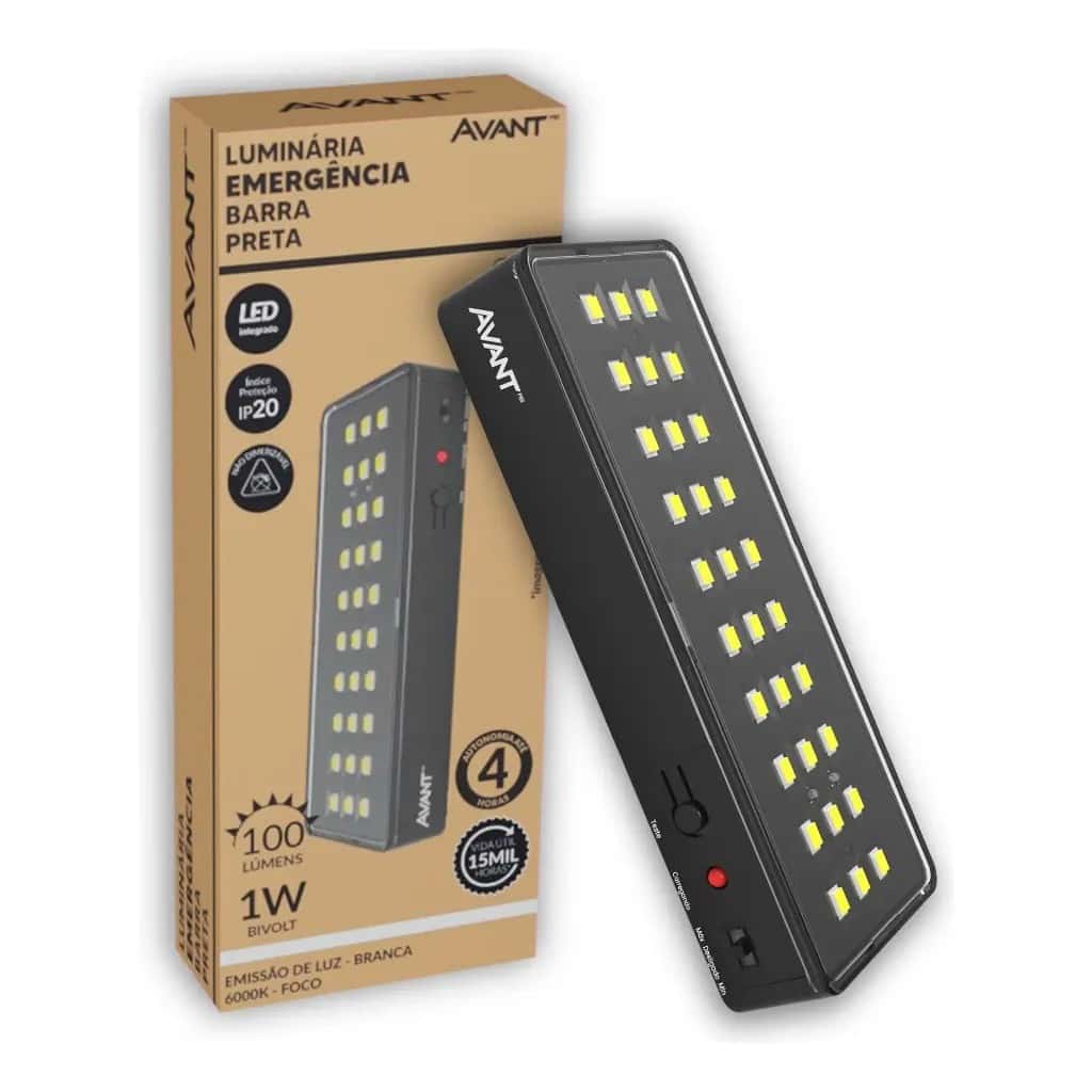 Luminária Emergência Lâmpada 30 Leds Recarregável Bivolt Luz Branca Fria 6500K Avant, imagem 1 de 1