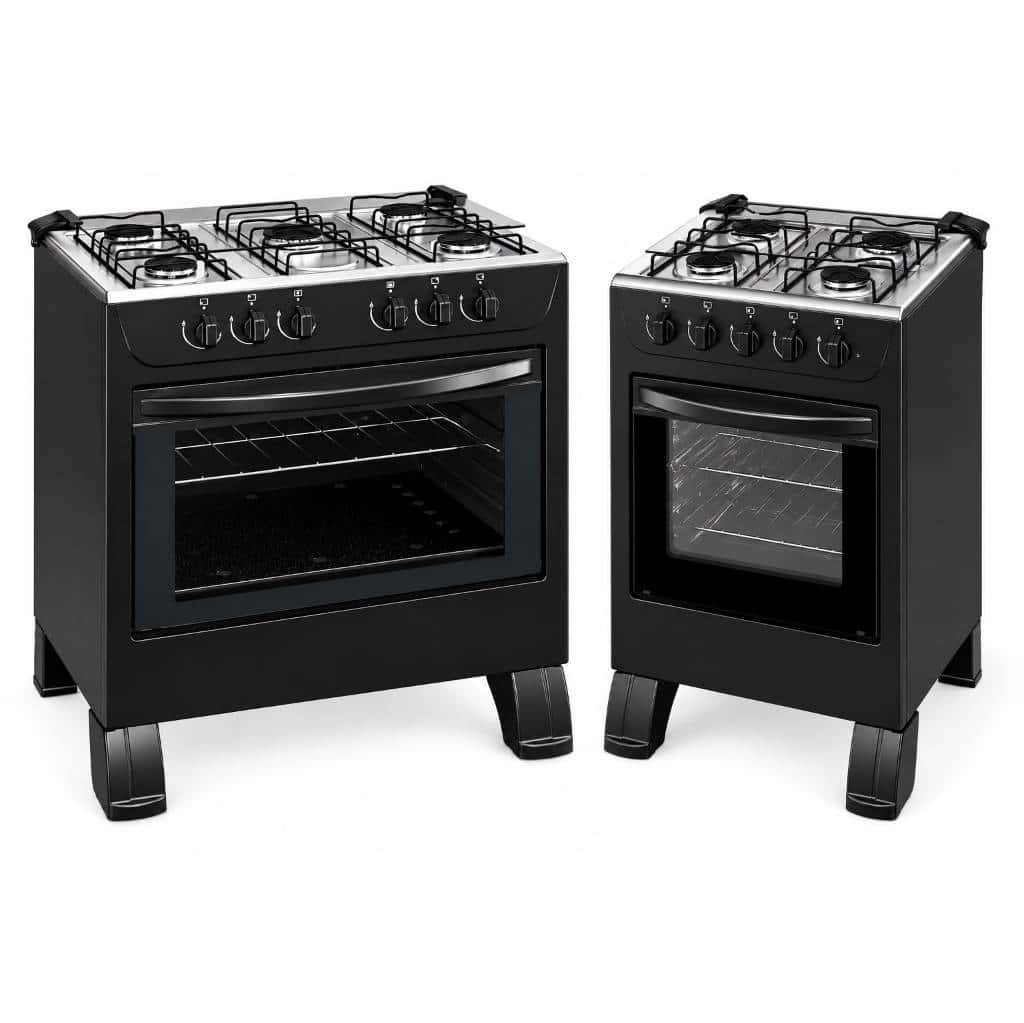Fogão de Piso à Gás Braslar New Sirius 4 e 5 Bocas Preto Mesa Inox – Acendimento Manual, imagem 1 de 1