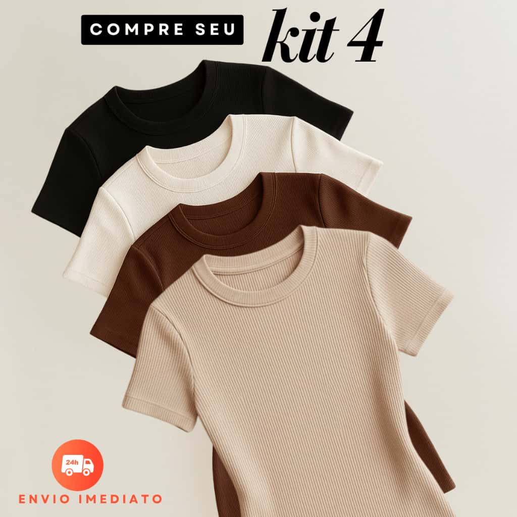 Kit 4 Blusas Feminina Ribana Canelado Básica Casual Estilosa Tendência Verão, imagem 1 de 1