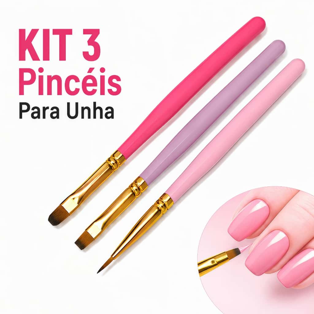 Kit 3 Pincéis para Alongamento de Unhas, imagem 1 de 1
