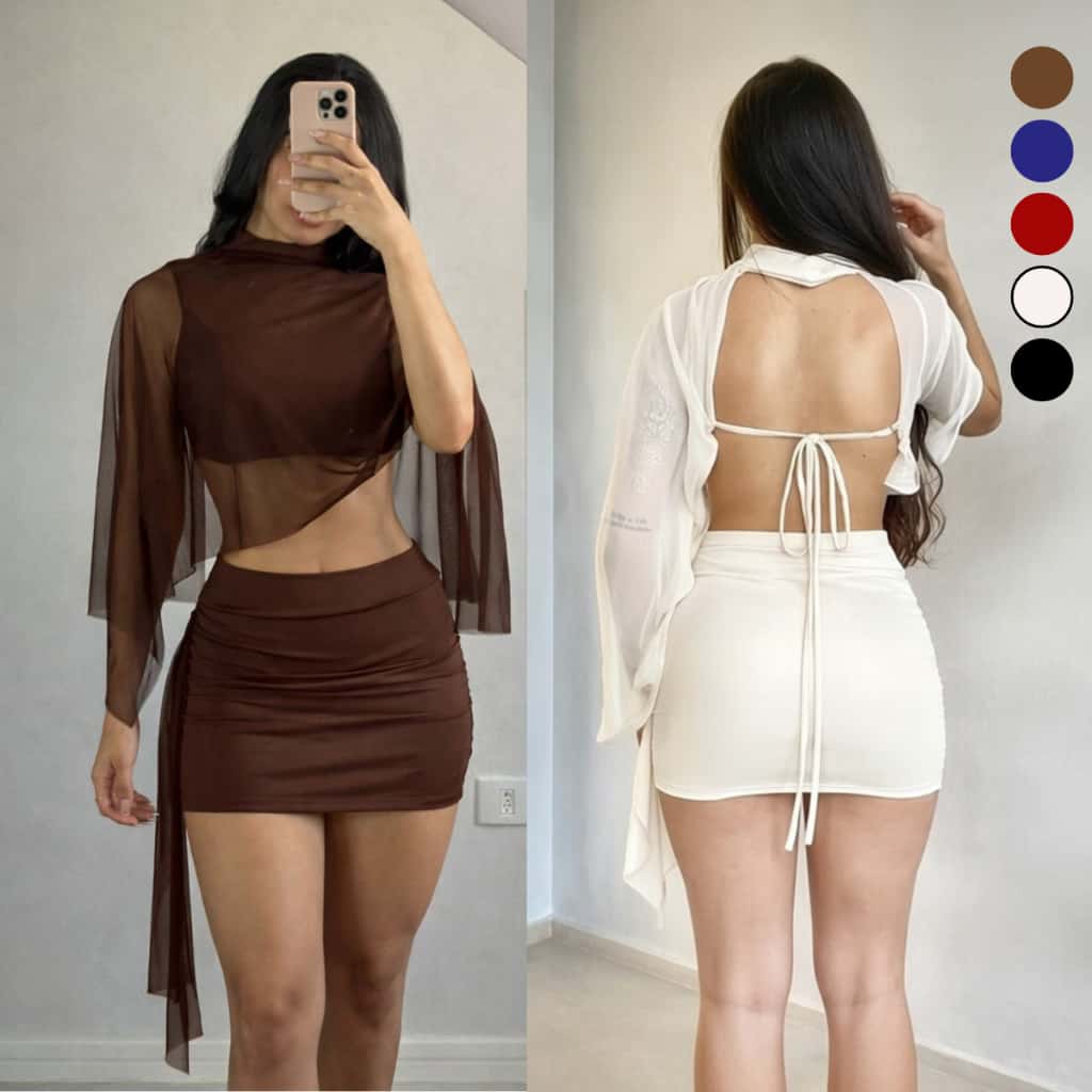 Conjunto Feminino Top E Saia Com Tule  Suplex Fluit Premium Moda Gringa Luxo Balada, imagem 1 de 1