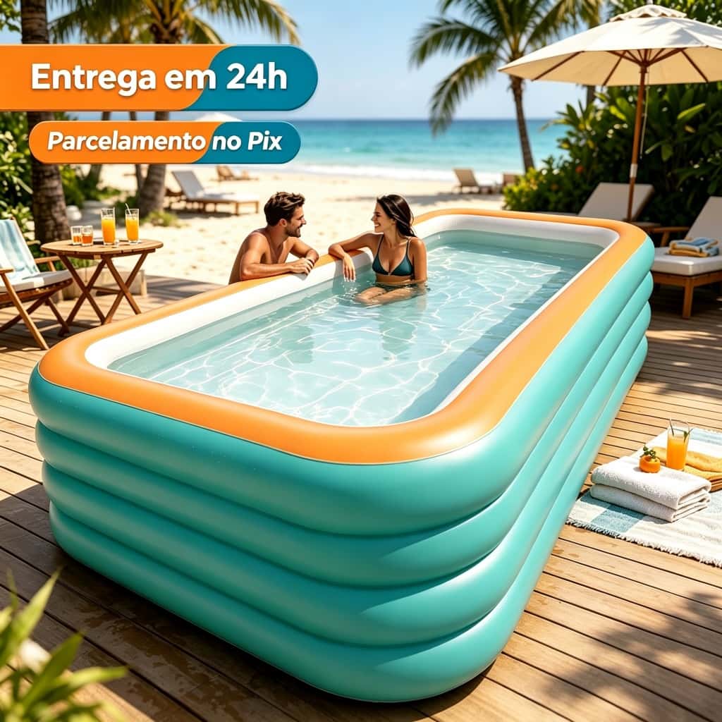 Piscina Inflável Familiar 4 Camadas, PVC Reforçado à Prova de Vazamento, Diversão de Verão no Quintal, imagem 1 de 1