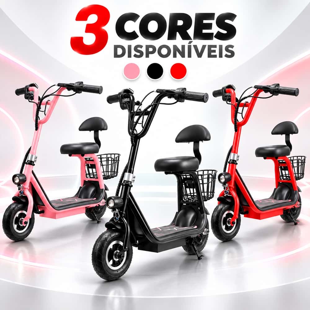 Patinete Elétrico Infantil 3 Velocidades Com Bluetooth 350w 80Kg Com Assento e Cesto, imagem 1 de 1