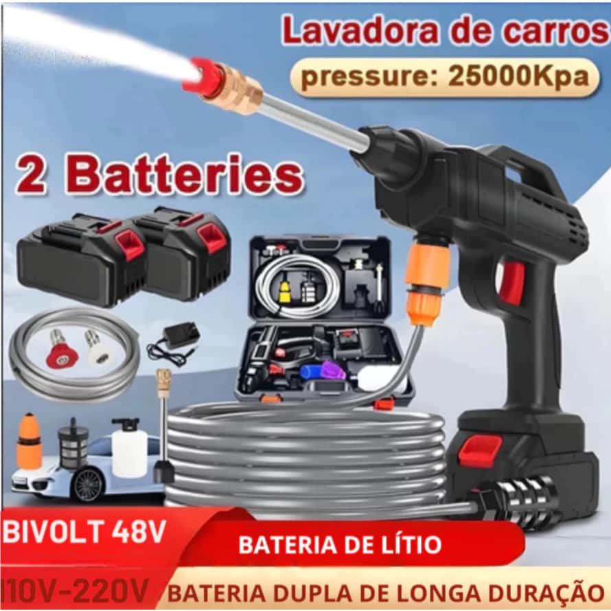Lavadora De Alta Pressão Recarregável Sem Fio 48V Baterias Linha Premium Para Carros e Jardins, imagem 1 de 1