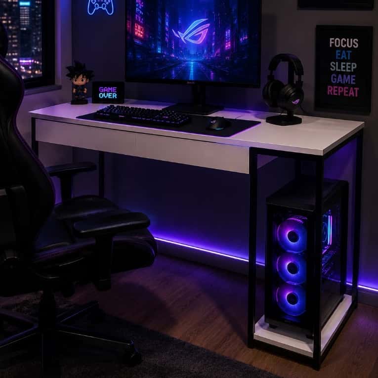 Mesa Gamer Com Suporte Para CPU Home Office Escrivaninha Industrial Quarto Notebook, imagem 1 de 1