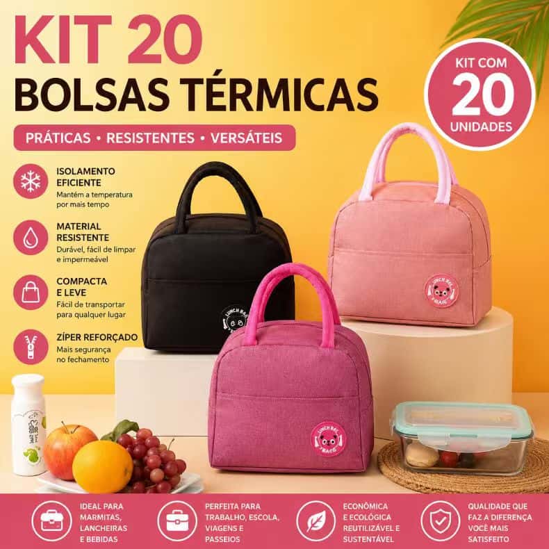 Kit  20 Bolsas Térmicas Portátil Com Isolamento Térmico, imagem 1 de 1