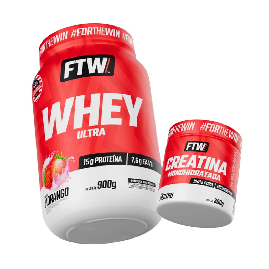 Kit Whey Ultra Protein Concentrado Pote 900g + Creatina Monohidratada Pura 300g - FTW, imagem 1 de 1