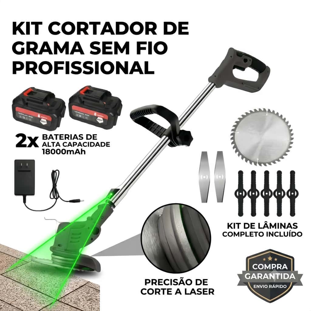 Roçadeira Elétrica Sem Fio 48V 2 Baterias Haste Telescópica até 120cm Cortador de Grama Mato Bivolt, imagem 1 de 1