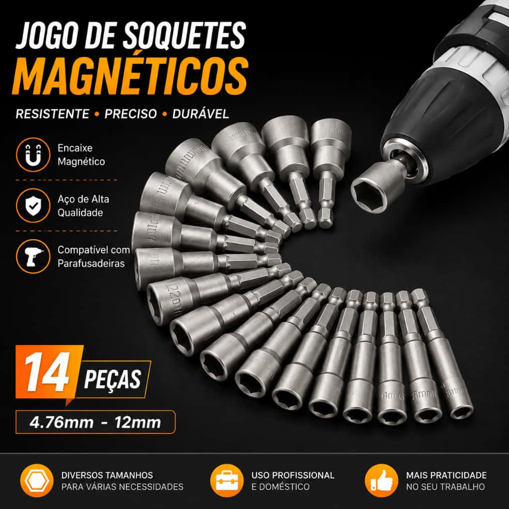 14pecas jogo de Bits soquete para parafusadeira 5 A 13mm kit de bits sextavado, imagem 1 de 1