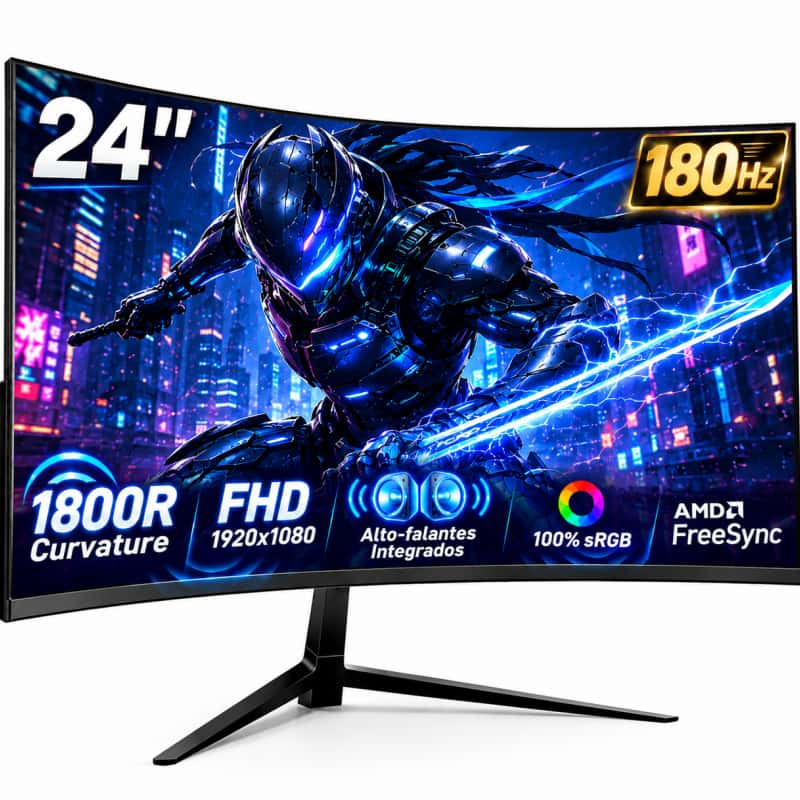 Curvo Monitor Gamer 24" IPS Full HD 180Hz 1ms Adaptive Sync Alto-FalanteIntegrado, HDMI/DP, VESA Tela Ultrafina, imagem 1 de 1