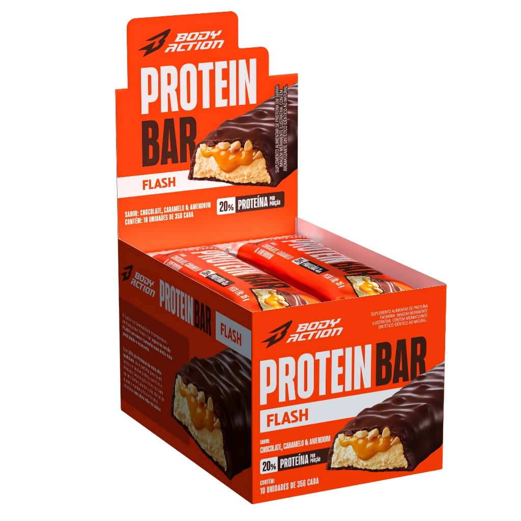Barra de Proteína Snacks Protein Bar Flash 35g 10 Unids Bodyaction, imagem 1 de 1