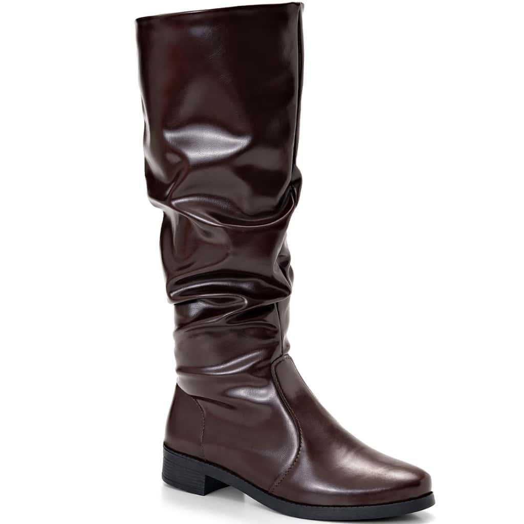 Bota Feminina Lumiss Montaria Slouchy Enrugada Salto Baixo Bico Redondo, imagem 1 de 1